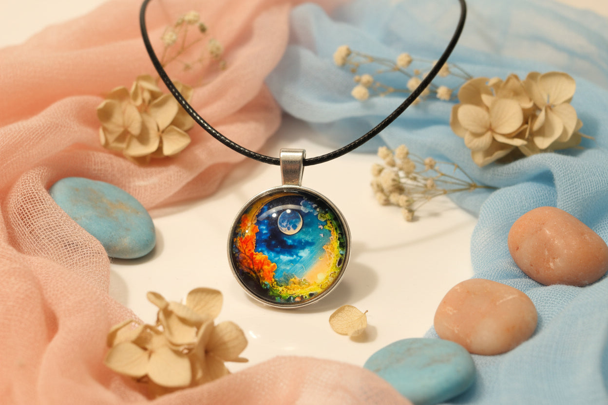 Cabochon Necklace Blue Moon