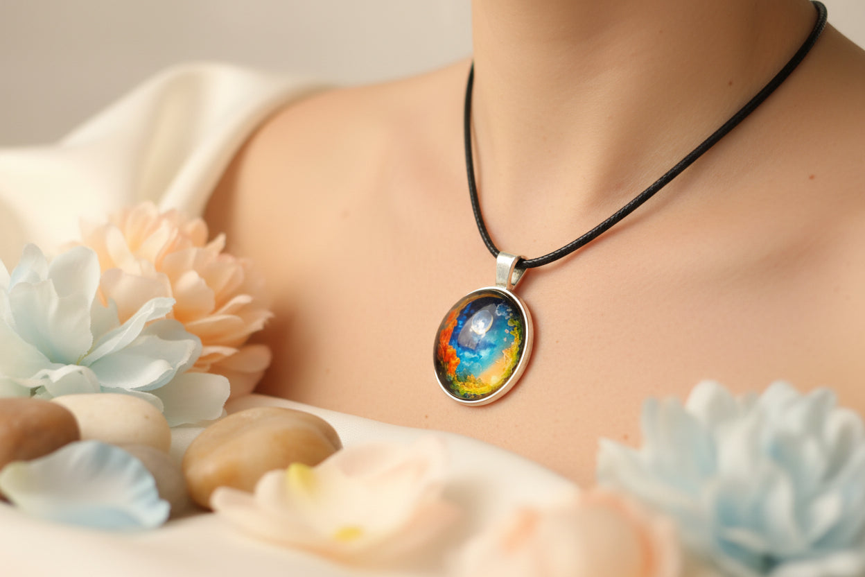 Cabochon Necklace Blue Moon
