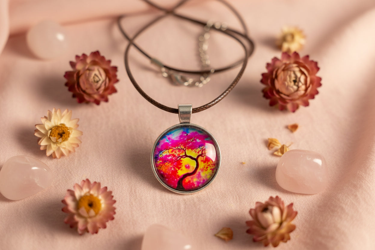 Cabochon Necklace Pink Dreams