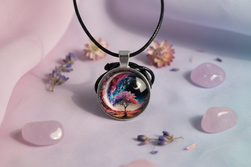 Cabochon Necklace Purple Night