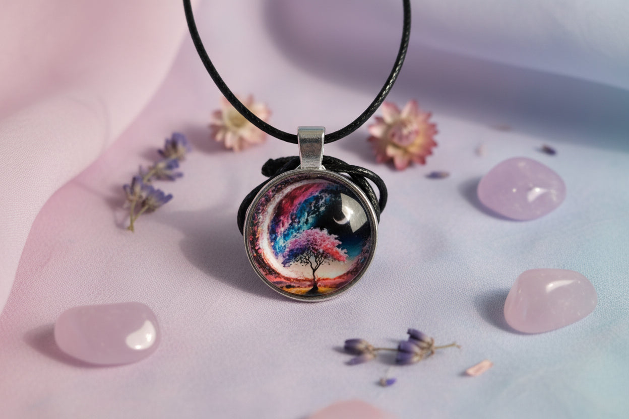 Cabochon Necklace Purple Night