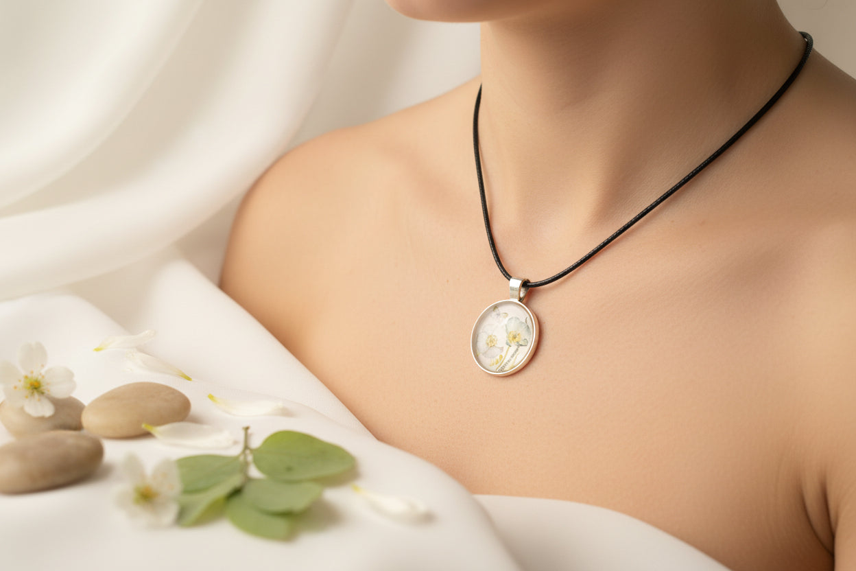 Cabochon Necklace White