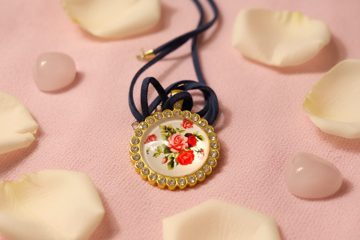 Cabochon Necklace Roses