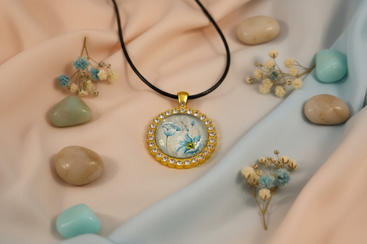 Cabochon Necklace Bluish