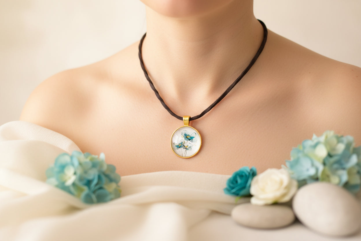 Cabochon Necklace White