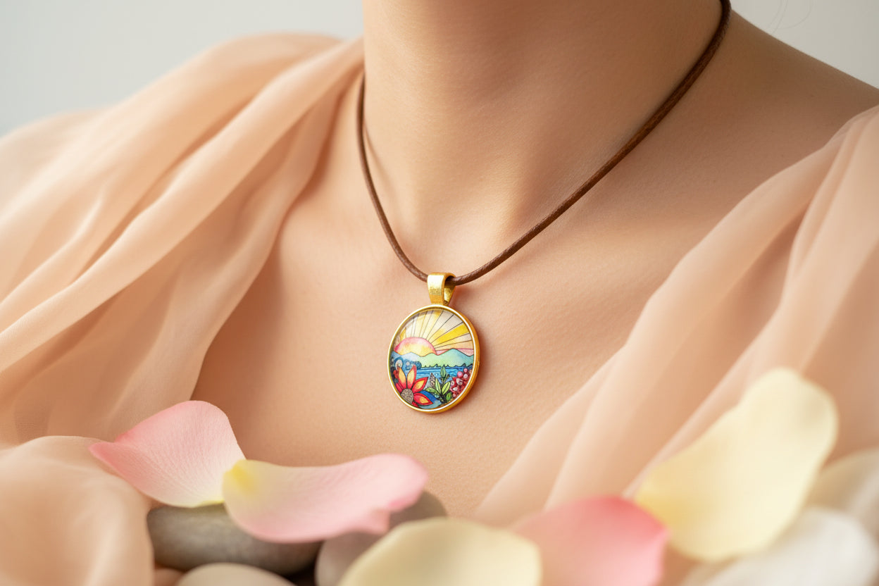 Cabochon Necklace Sunrise