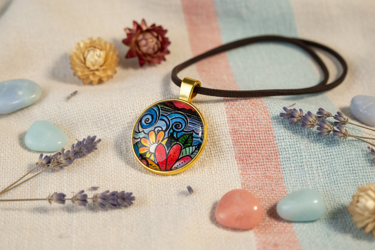 Cabochon Necklace  Colorful