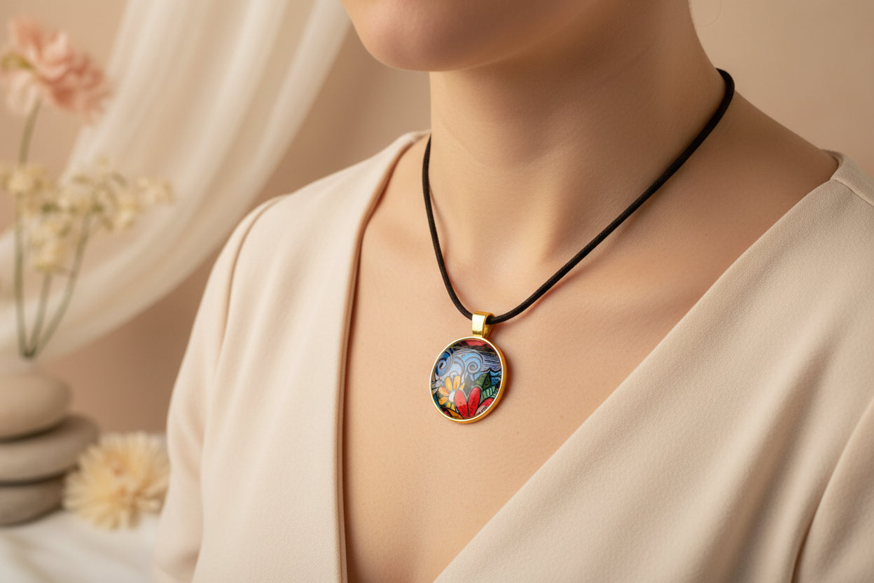 Cabochon Necklace  Colorful