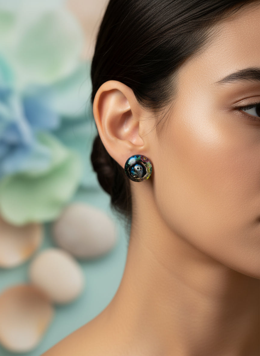 Cabochon Earring with Hedgehog