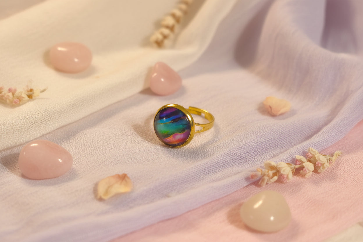 Cabochon Ring Blue Waves