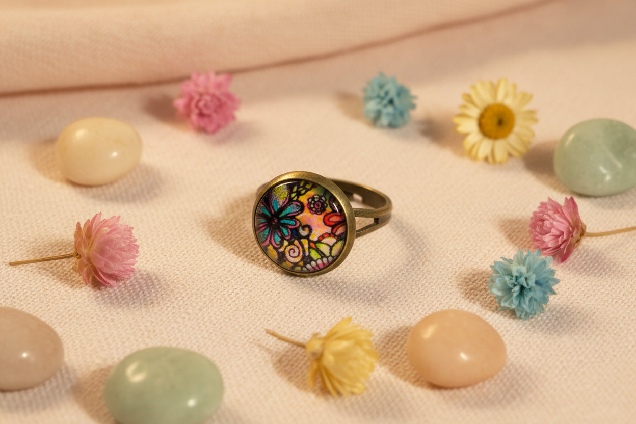 Cabochon Ring Flowers