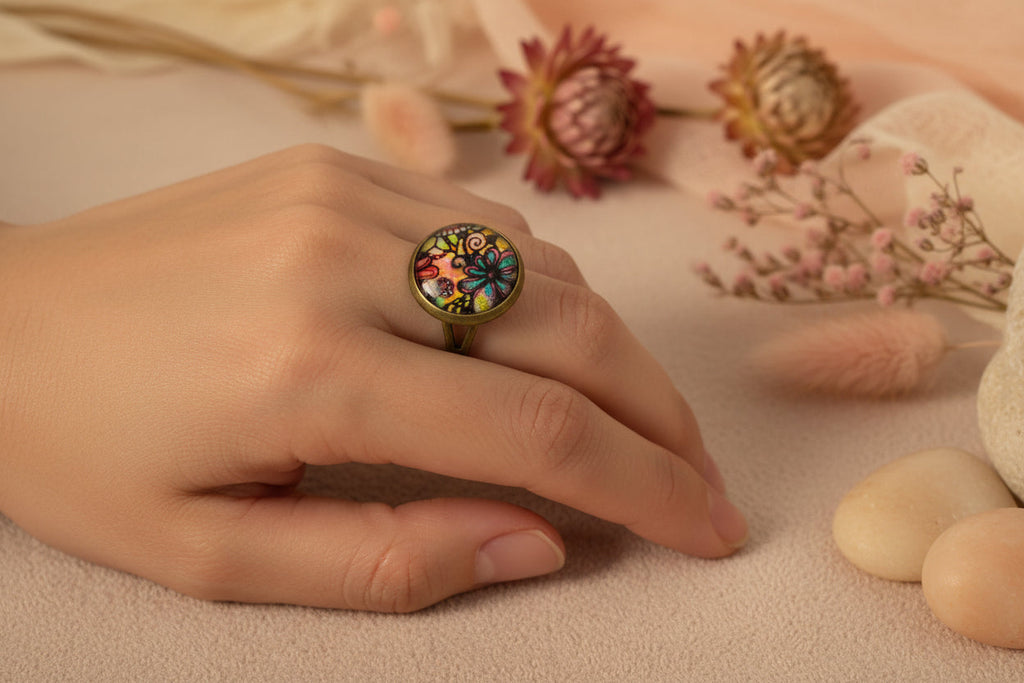 Cabochon Ring Flowers