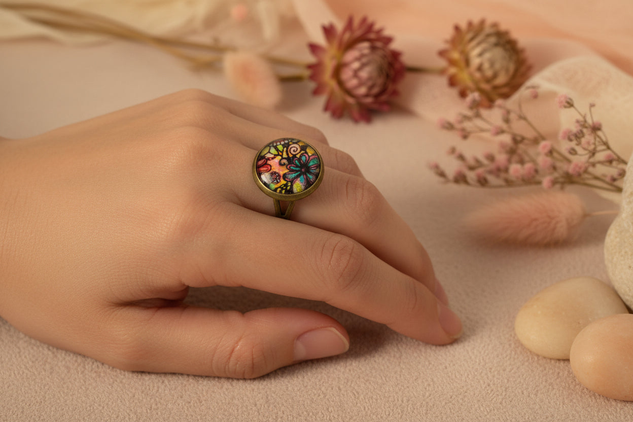 Cabochon Ring Flowers