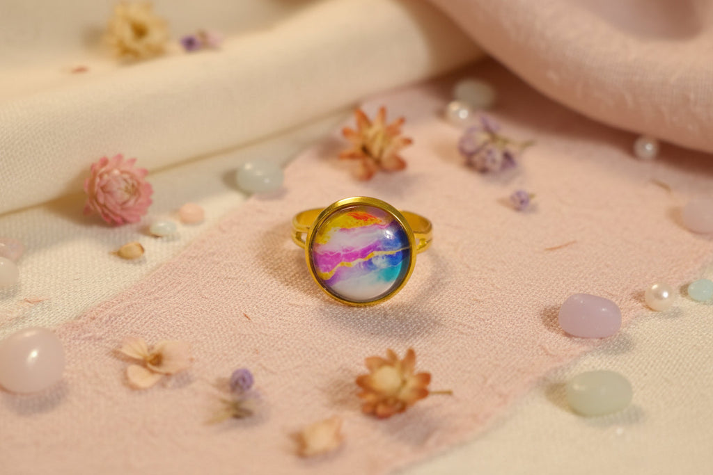Cabochon Ring Pink Colors