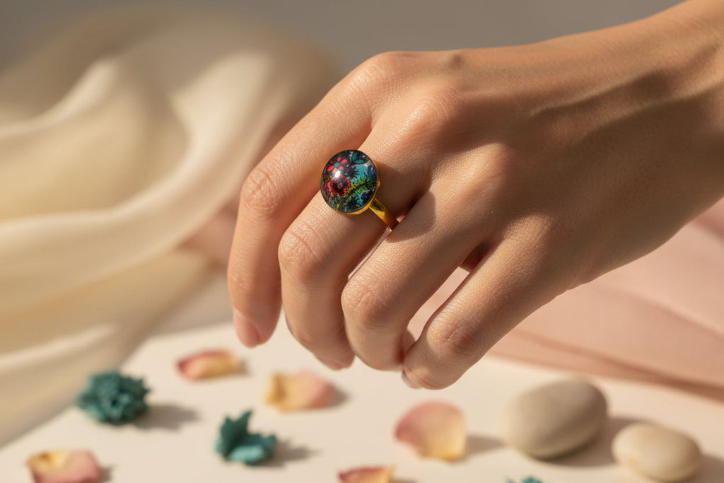 Cabochon Ring Flowers