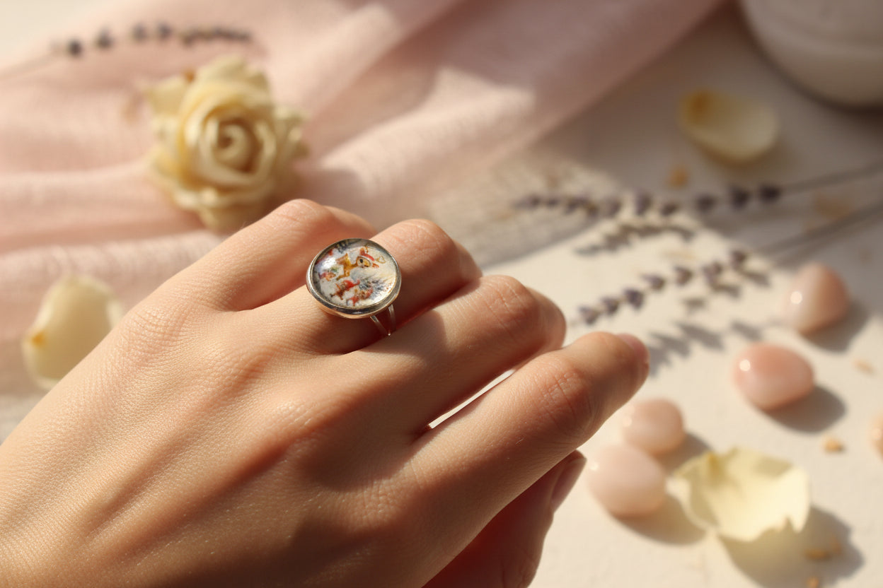 Cabochon Ring Cristmas Raindeer