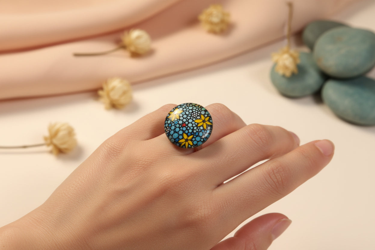 Cabochon Ring Flowers