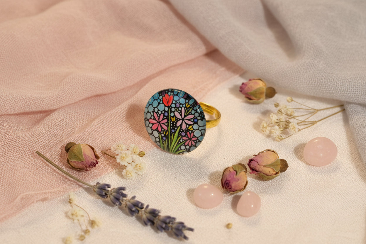 Cabochon Ring Flowers