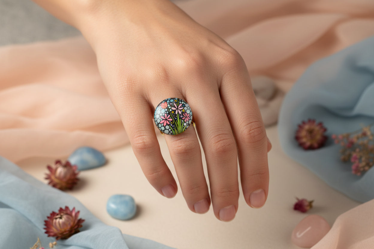 Cabochon Ring Flowers