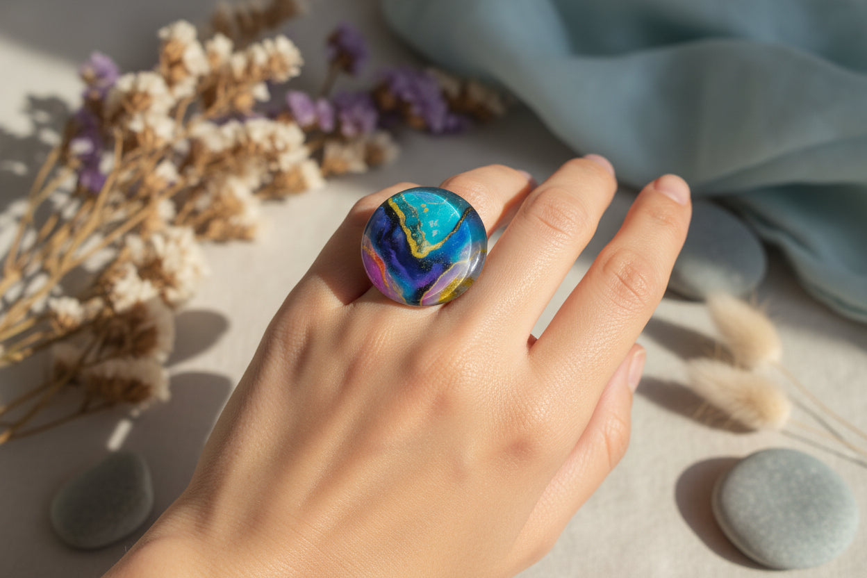 Cabochon Ring Colorful