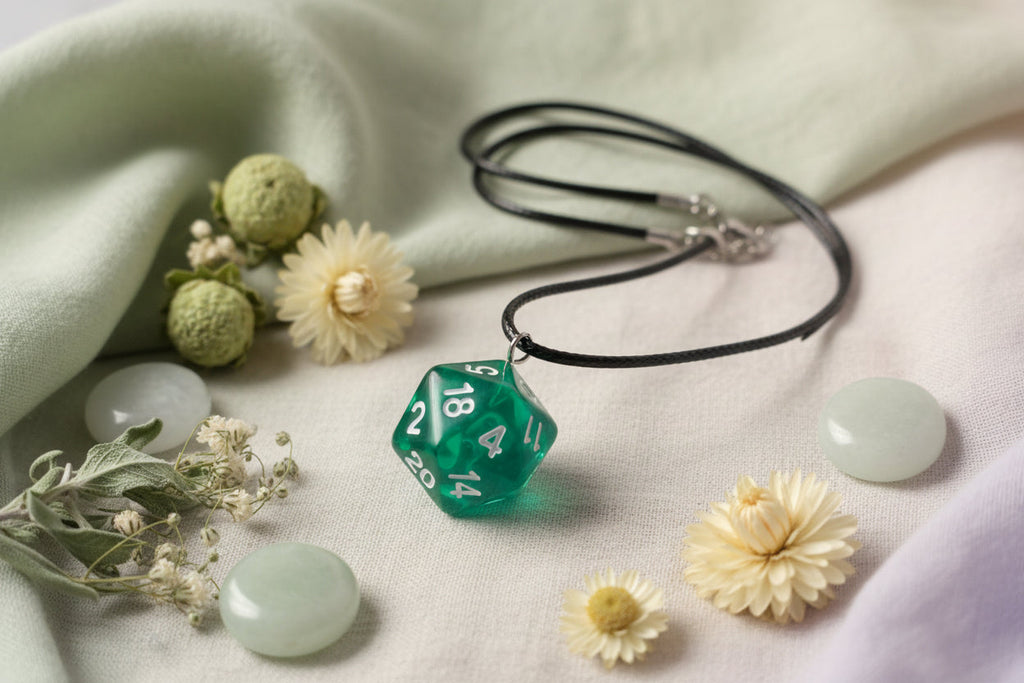 Plastic Necklace Gamer Cube Green