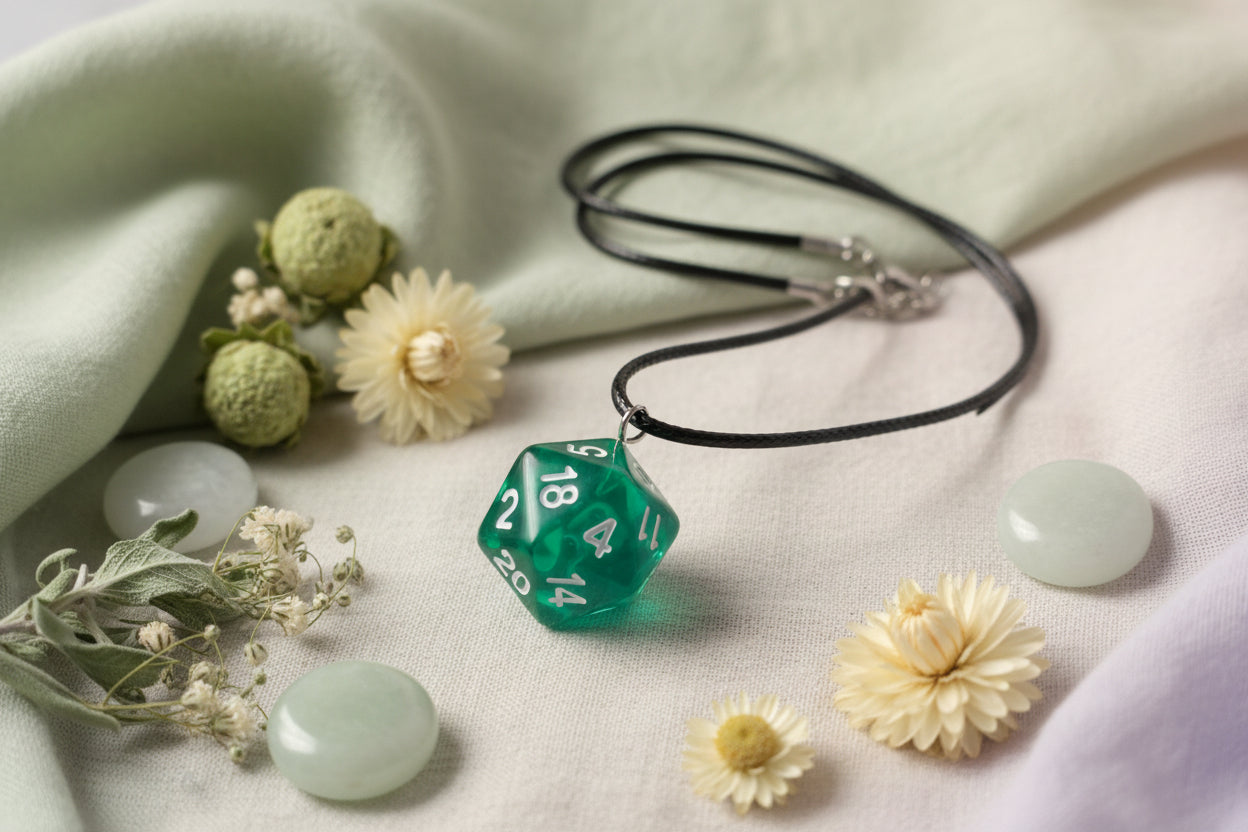 Plastic Necklace Gamer Cube Green