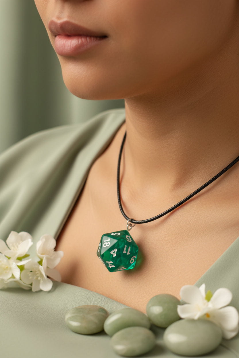 Plastic Necklace Gamer Cube Green