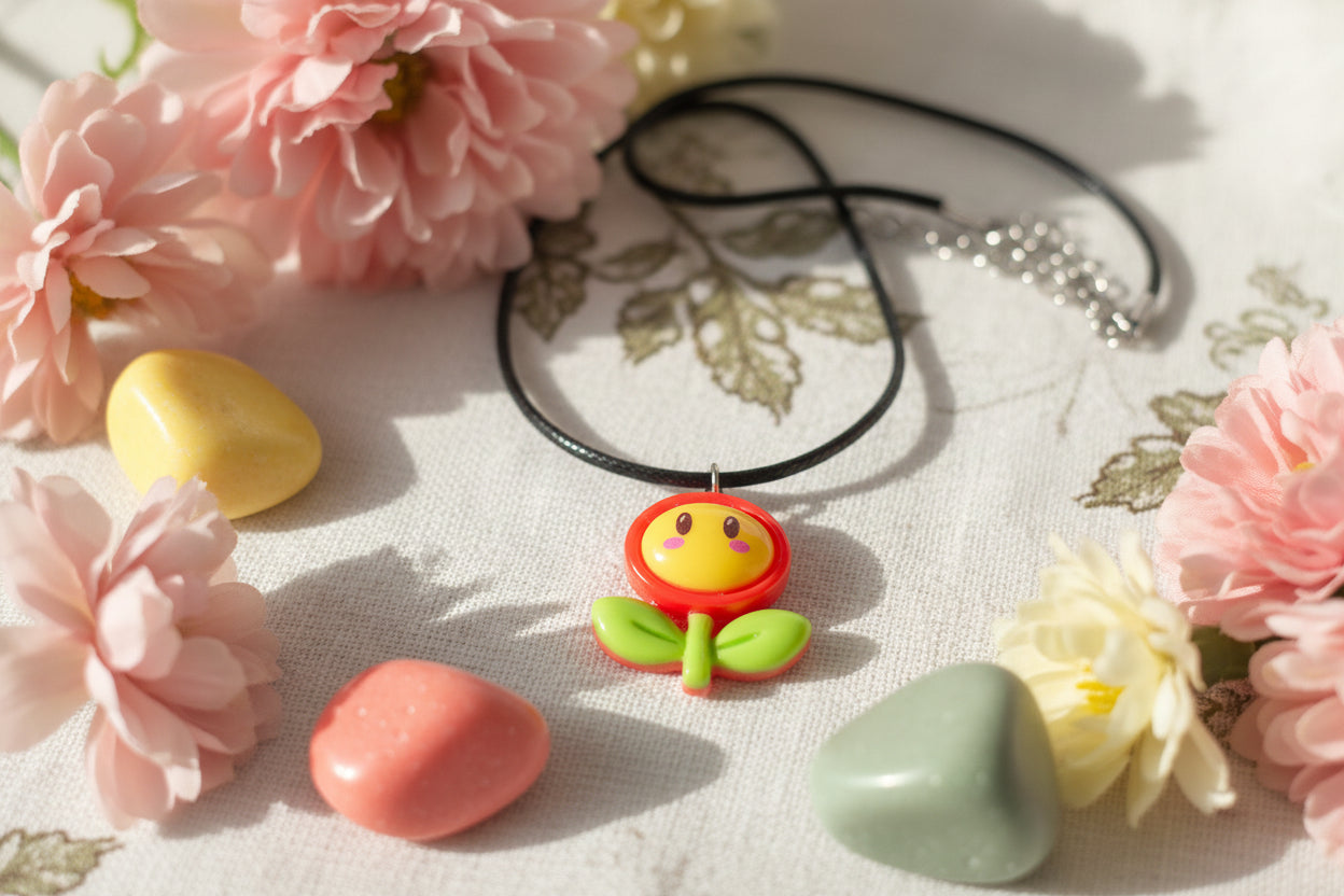 Plastic Necklace Mario Flower
