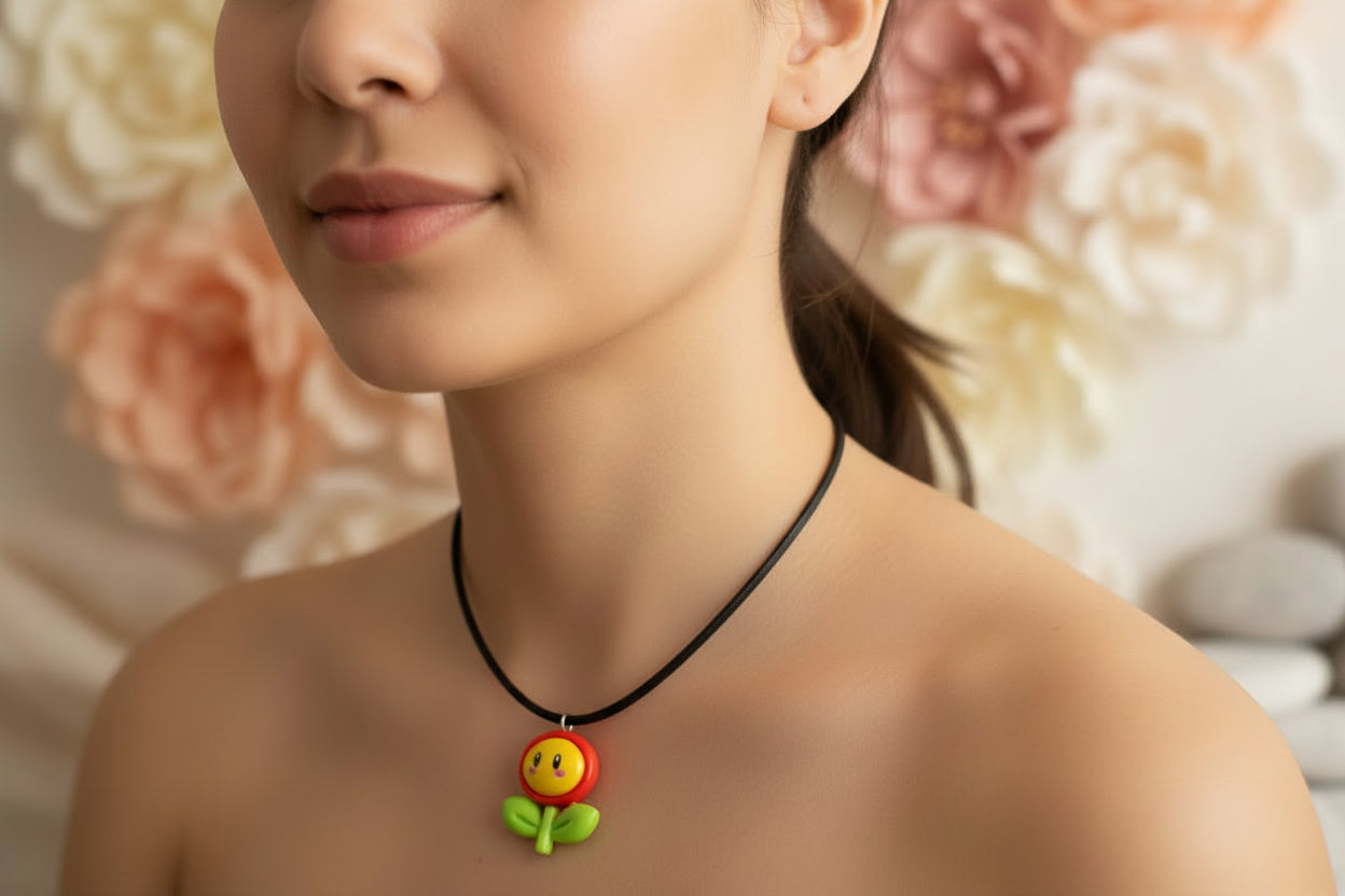 Plastic Necklace Mario Flower