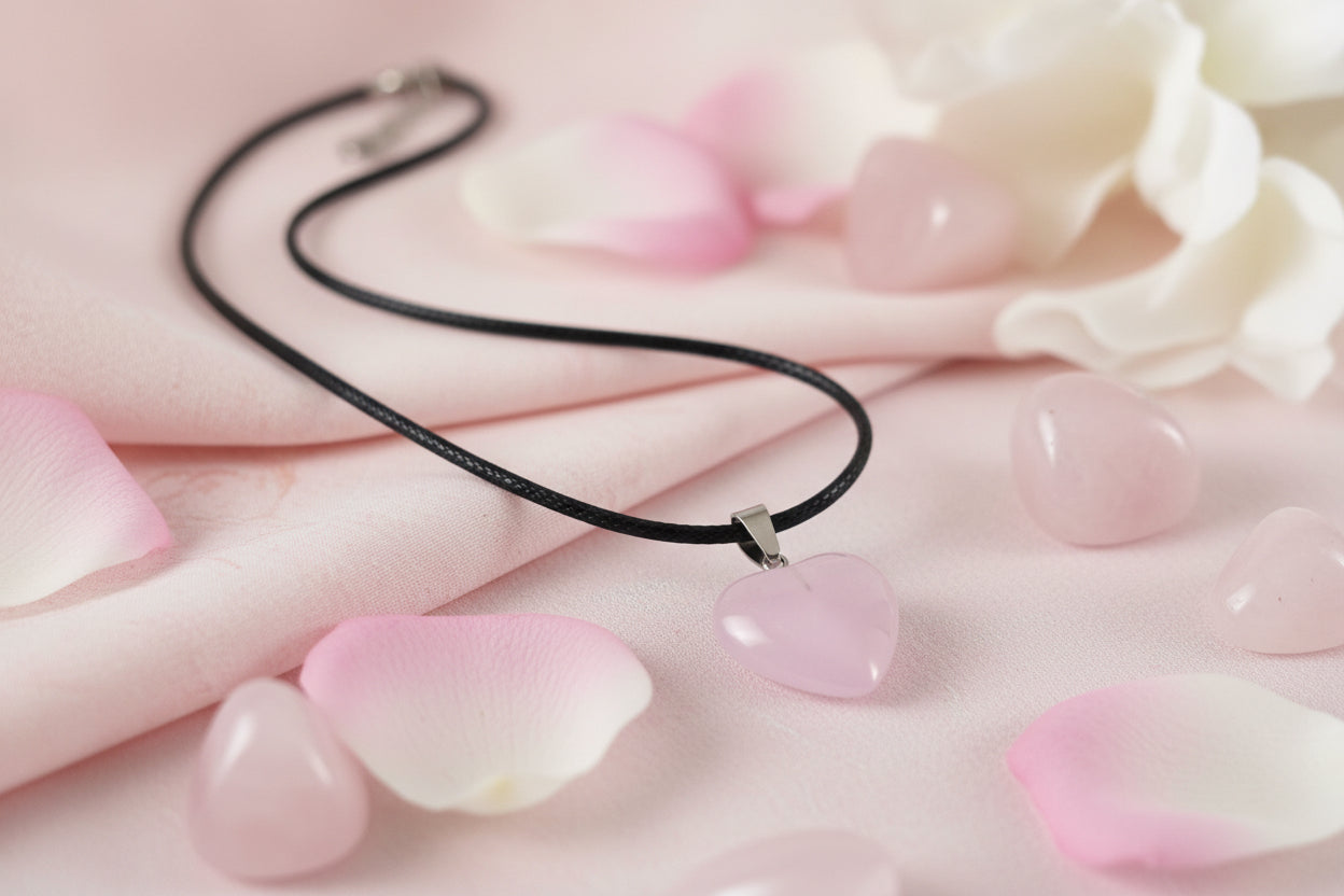 Plastic Necklace Heart Pale Pink