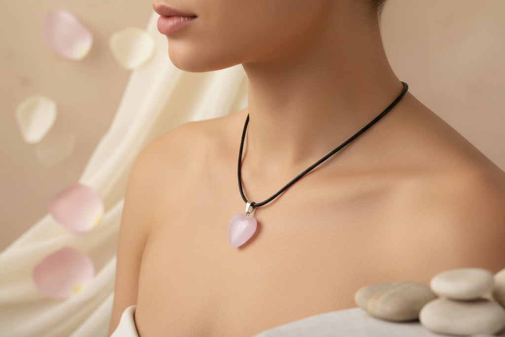 Plastic Necklace Heart Pale Pink