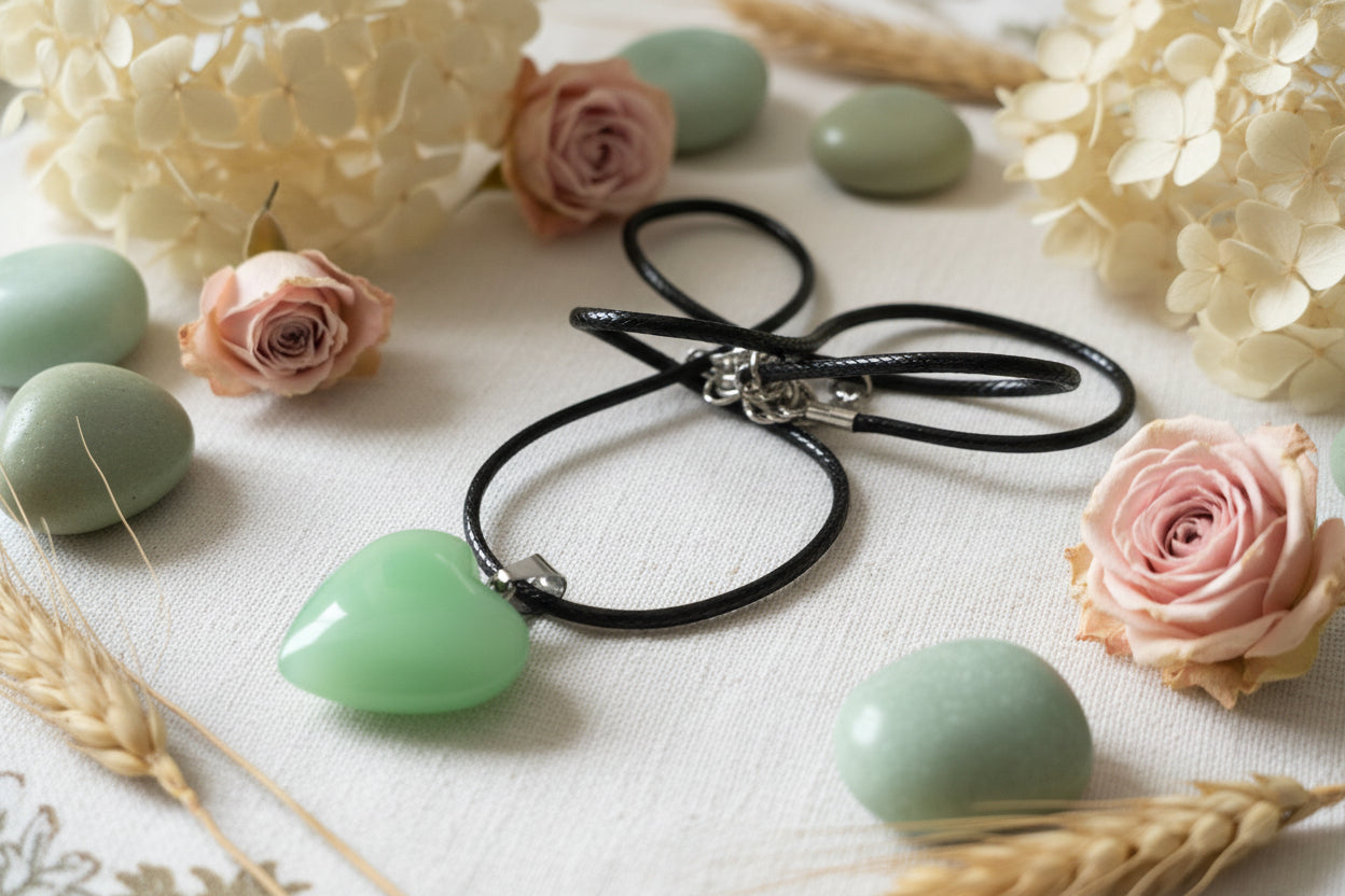 Plastic Necklace Heart Green