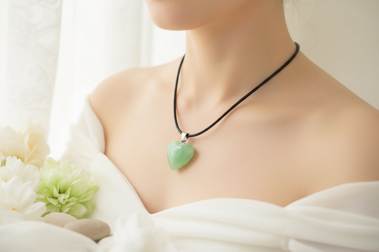 Plastic Necklace Heart Green