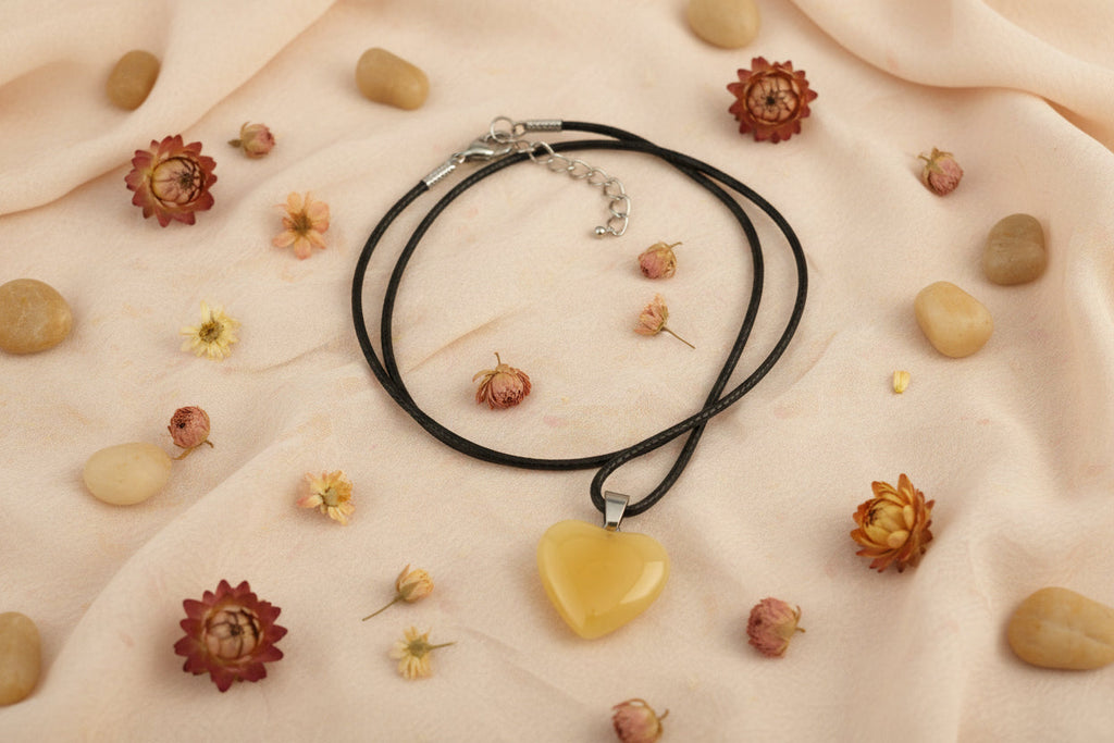 Plastic Necklace Heart Orange