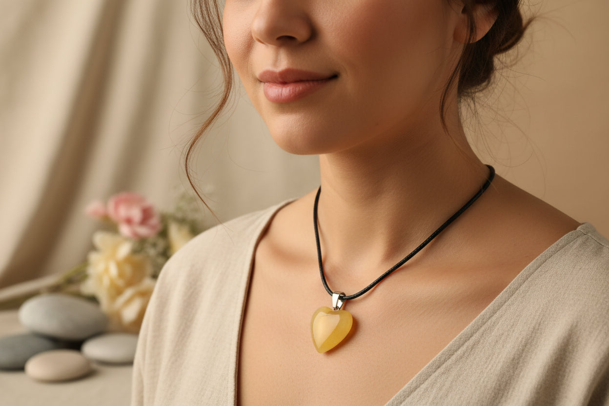 Plastic Necklace Heart Orange