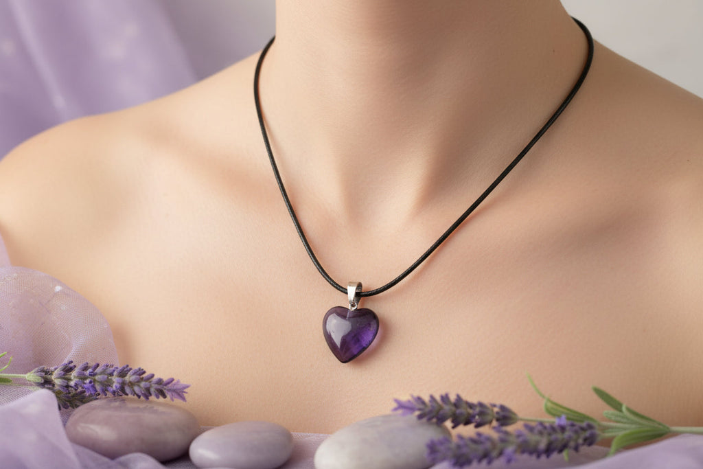 Plastic Necklace Heart Light Black