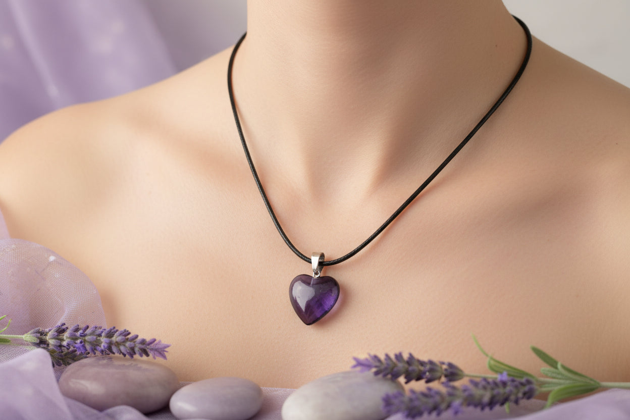 Plastic Necklace Heart Light Black