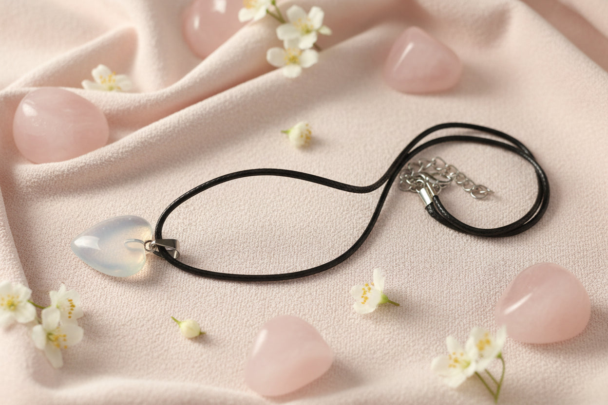 Plastic Necklace Heart Transparent White