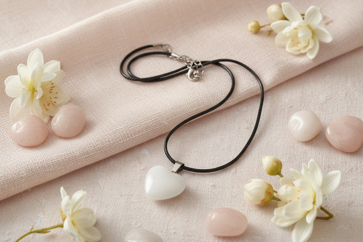 Plastic Necklace Heart White