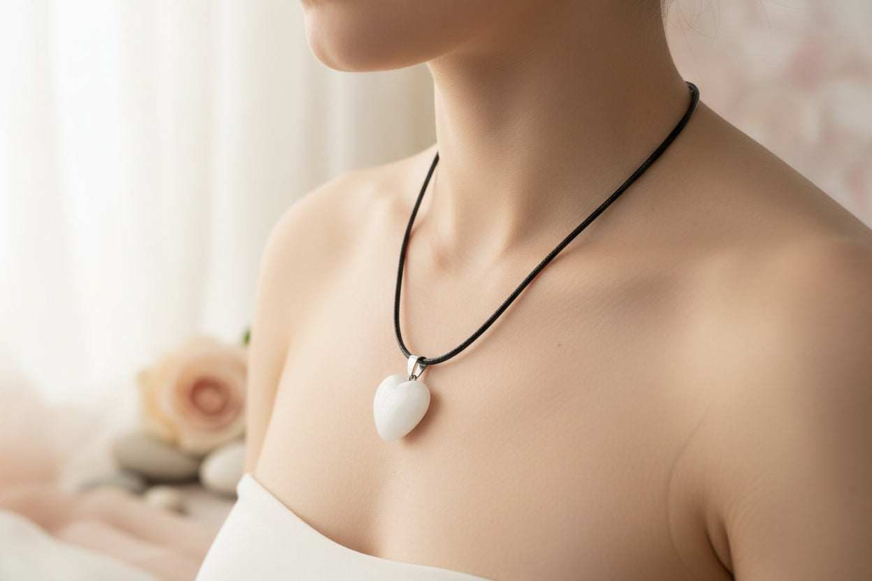 Plastic Necklace Heart White