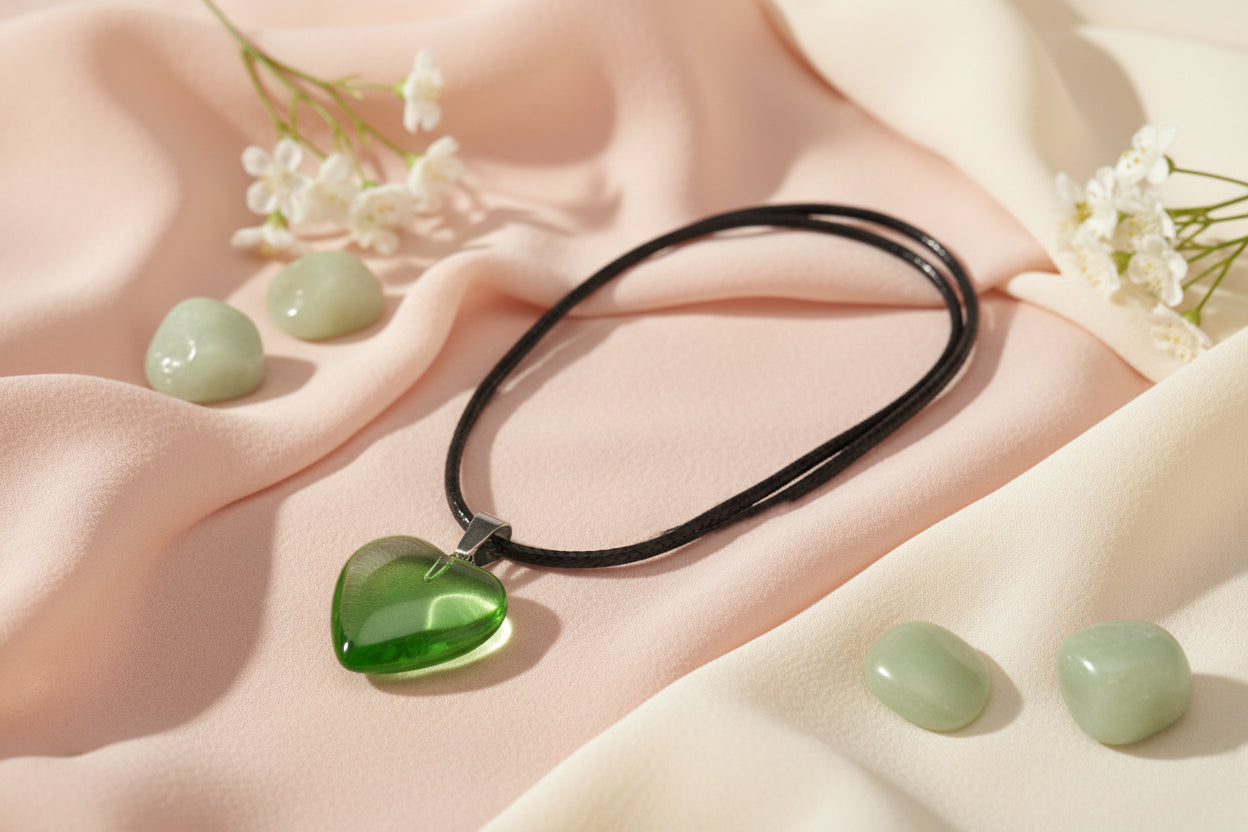 Plastic Necklace Heart Green