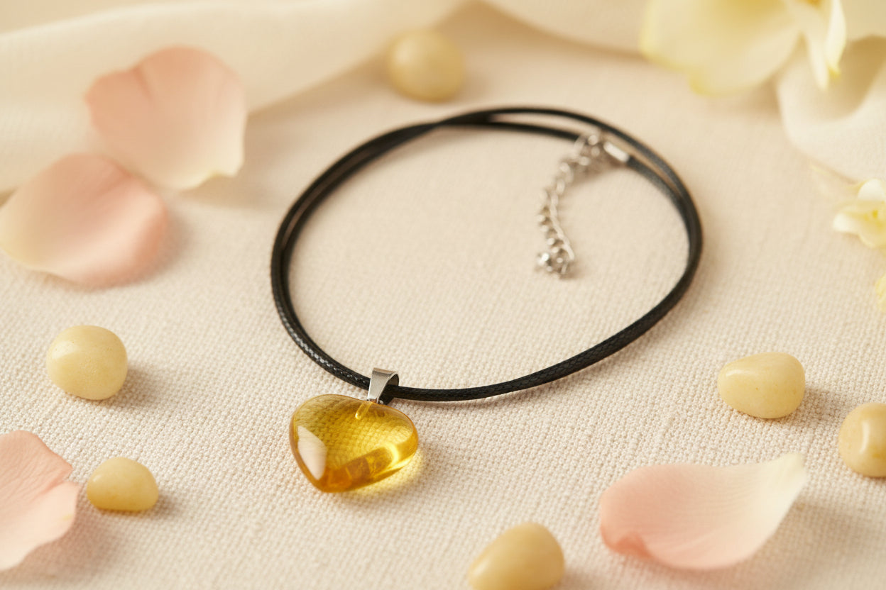 Plastic Necklace Heart Orange