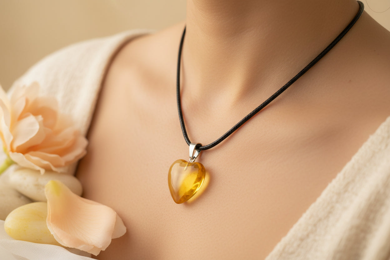 Plastic Necklace Heart Orange