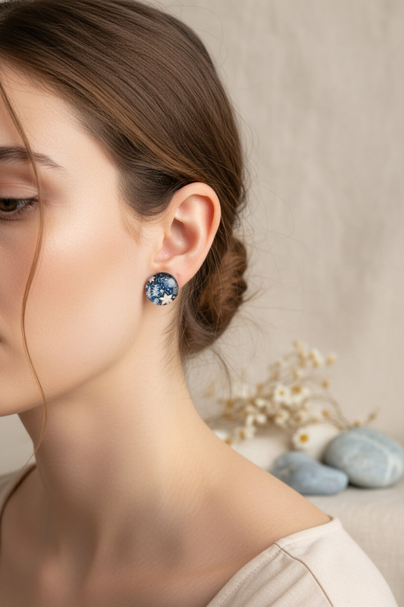 Cabochon Earring Christmas Star