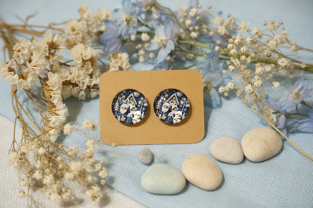 Cabochon Earring Christmas House
