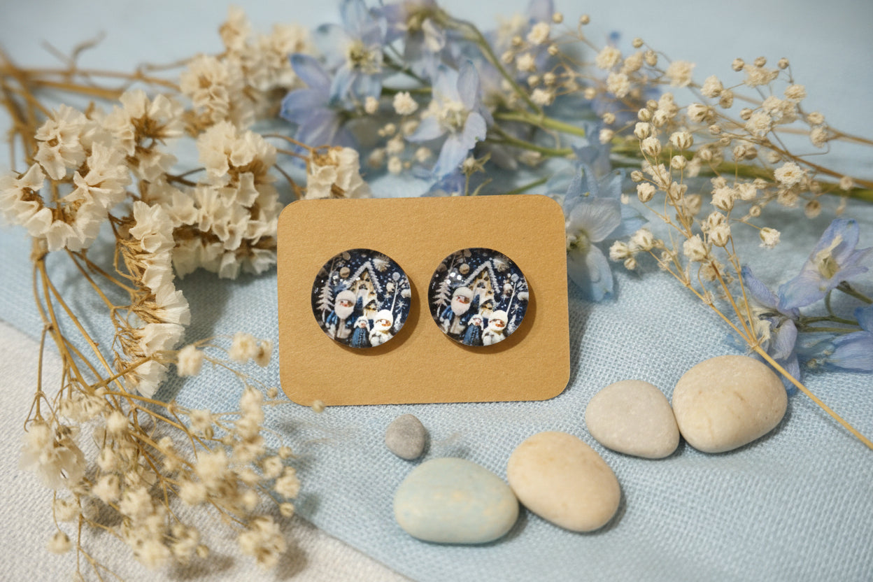 Cabochon Earring Christmas House