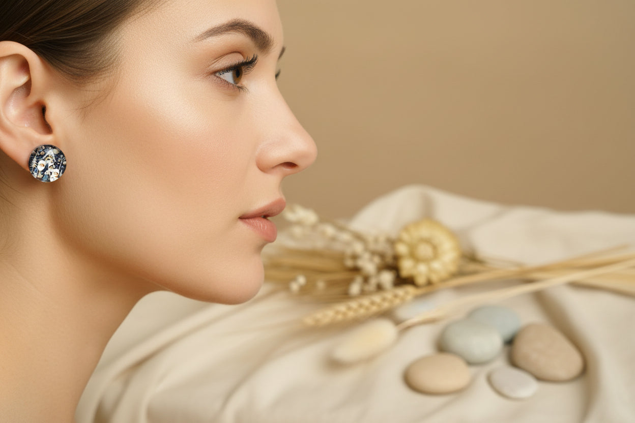 Cabochon Earring Christmas House