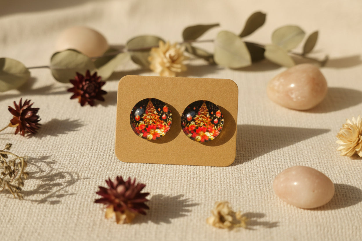 Cabochon Earring Christmas Tree