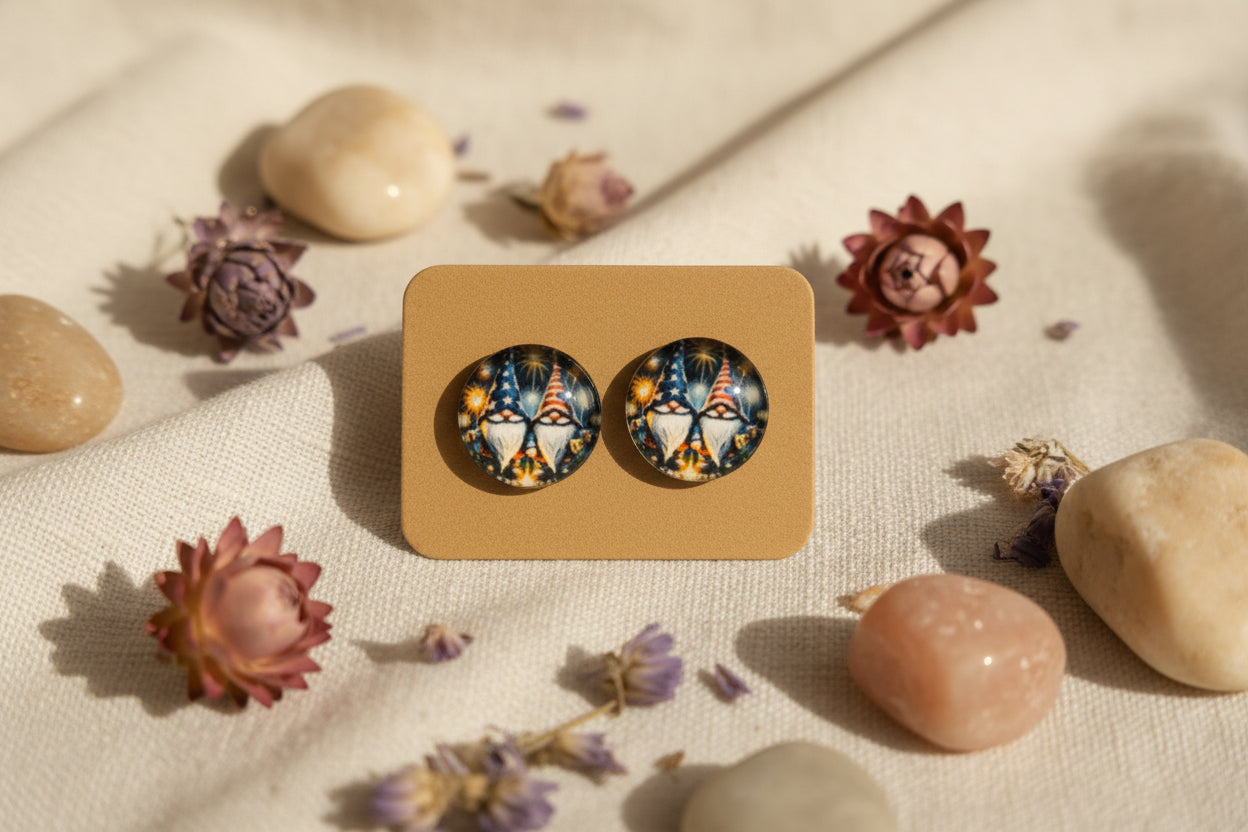 Cabochon Earring Christmas Gnomes