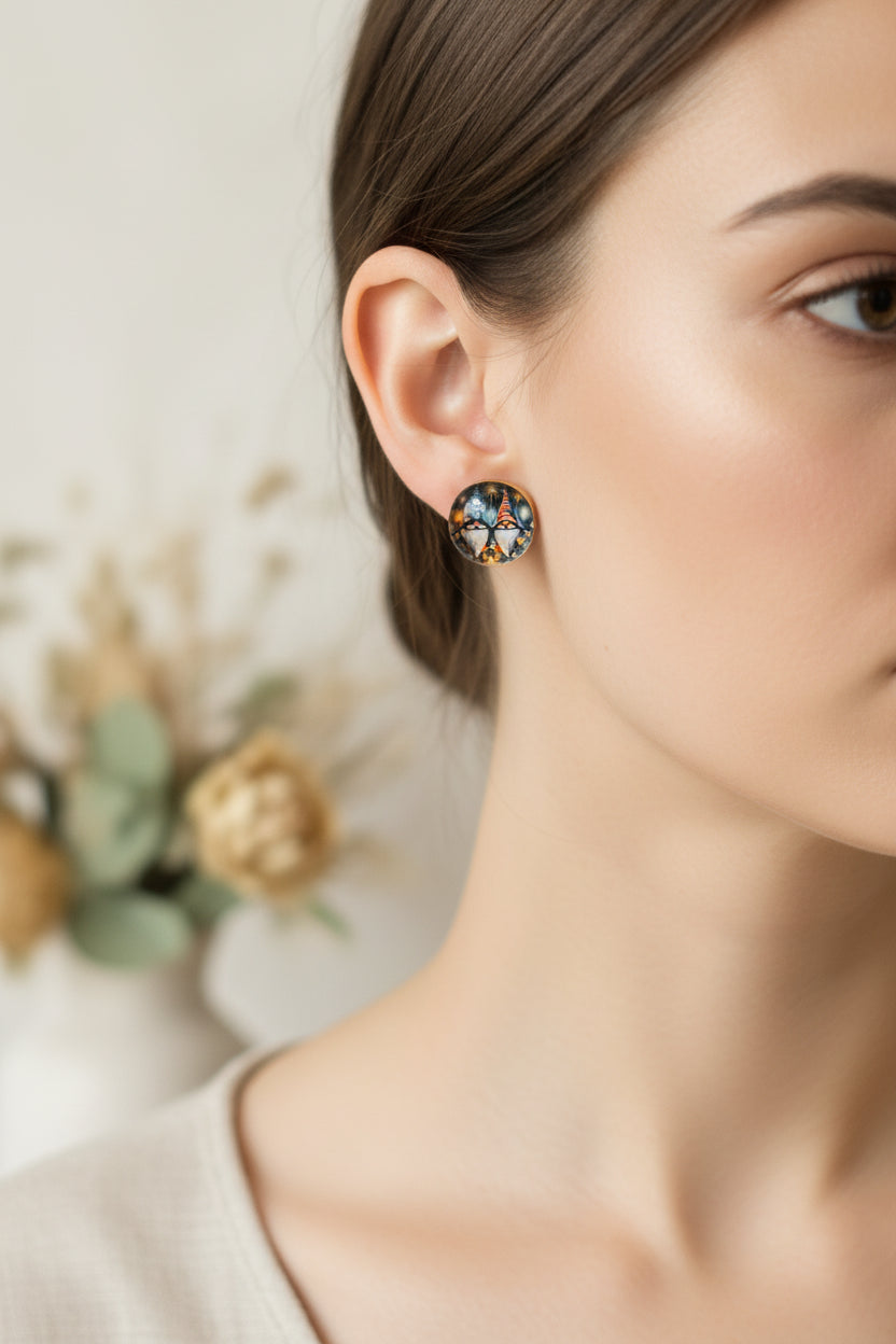 Cabochon Earring Christmas Gnomes